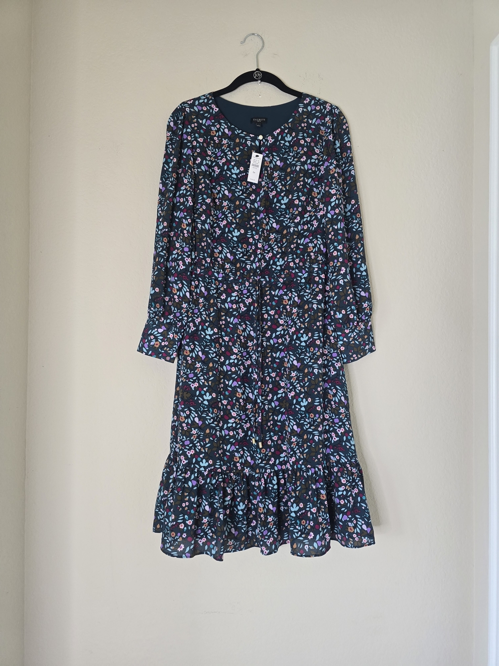 Talbots Sz 8P Flowing Flounce Hem Fit & Flare Midi Dress Floral Lightweight